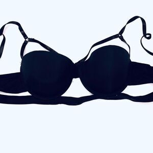 Youmita Womens Strappy Contour Balconette Underwire Bra Black Size 34C